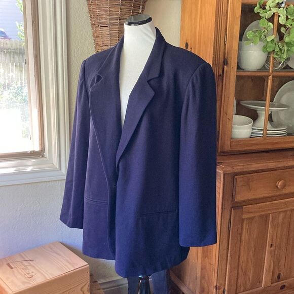 Vintage Sag Harbor 100% Wool One Button Closure Navy Blazer Women’s 22W - Picture 1 of 13